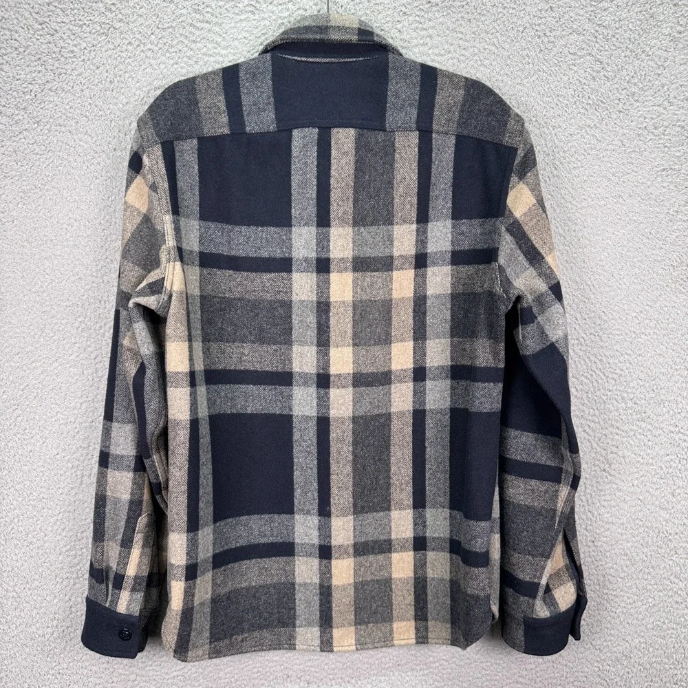 Wallace & Barnes Shacket Mens M Blue Gray Plaid Wool Blend Rugged‎ Outdoor Work